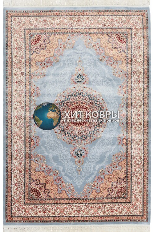 Иранский ковер Unique Silk 14568 Серый-крем